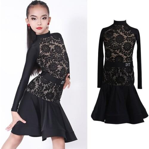 Lace Latin Dancing Dresses For Girls Designer Clothes Competition Costume ChaCha Dress Tango Dancewear Samba Dance Outfit JL3052
