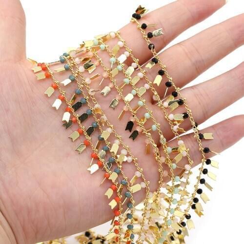 1 Meter Copper Chain with Crystal Beads Charms for DIY Women Necklace Bracelet Waist Chain Jewelry Making Findings