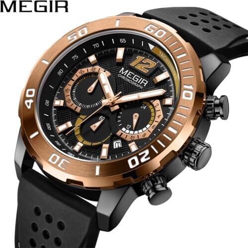 MEGIR Waterproof Sport Watches for Men Army Military Men Watches 2020 Luxury Chronograph Mens Wristwatches Clock Montre Homme