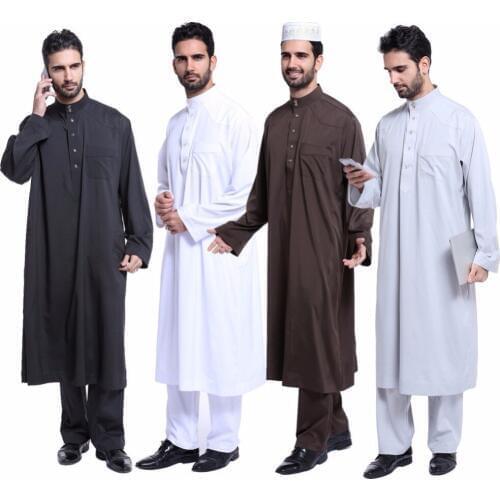 Fashion Muslim clothing for Men Kaftan Jubba Thobe Abaya Arab clothing Man Islamic clothing Ropa Arabe hombre baju muslim pria