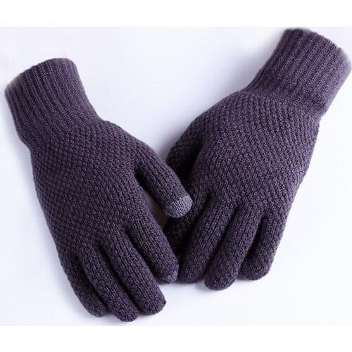 Fashion Soid Color Simple Style Knitting Gloves Men Male Winter Warm Gloves FS0474