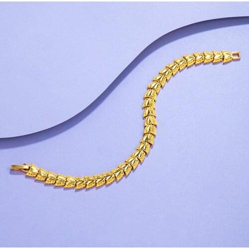 Fashion Heart-shaped Jewelry Yellow Gold Filled Womens Temperament Chain Bracelet Beautiful Gift