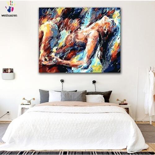 DIY colorings pictures by numbers with colors Passionate couple abstract picture drawing painting by numbers framed Home
