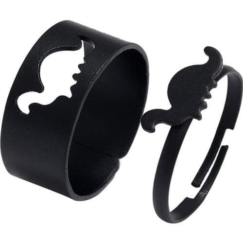 2PCS Trendy Paired Rings for Women Men Lover Couple Friendship Rings Set Butterfly Snake Dinosaur Open Rings 2021 Jewelry Gifts