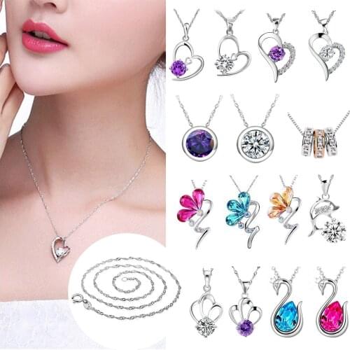 Necklace Jewelry Peach Heart Pendant Water Drop Crown Necklace Valentines Day Gift Party Accessories Pendant Necklace For Women