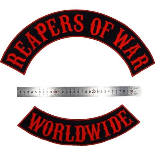 REAPERS OF WAR WORLDWIDE ROCKER Embroidered punk biker Patches Clothes Stickers Apparel Accessories Badge