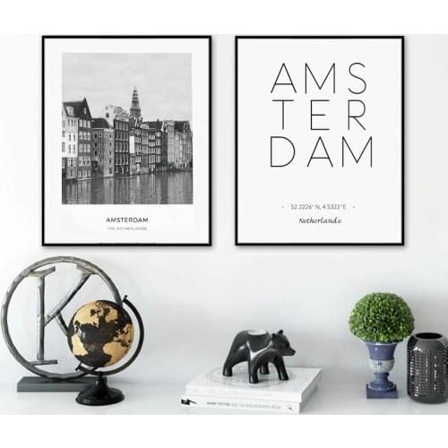 Netherlands Amsterdam Landscape Photograph Canvas Painting Wall Art Picture City Poster Amsterdam Coordinates Canvas Prints
