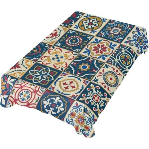 Bohemian Indian Flower Rectangle Tablecloth for Kitchen Dining Room Party Home Decor