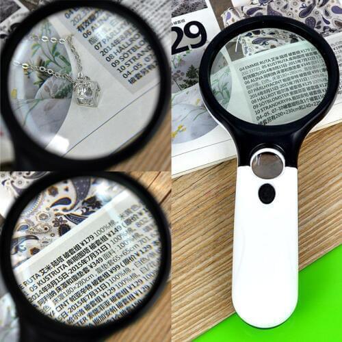 3 LED Light Handheld Jewelry Magnifier Reading Magnifier 40X 5X Magnifying Glass Loupe Magnifier