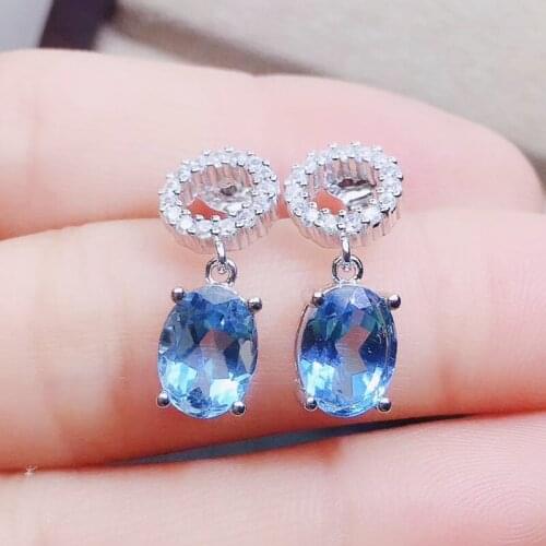 Natural real topaz or peridot drop earring 1.1ct*2pcs gemstone Per jewelry 925 sterling silver Fine jewelry For men women J21531