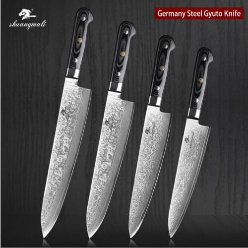 Shuangmali 4 Size Utility Kitchen Cleaver Knife VG10 Core Damascus Pattern Gyuto Chef Knives Filleting Meat Slicing Knife