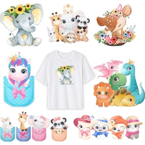 DIY Cartoon Animal Heat Transfer Sticker For Vogue Girl Clothing Patch 1 Piece. T76