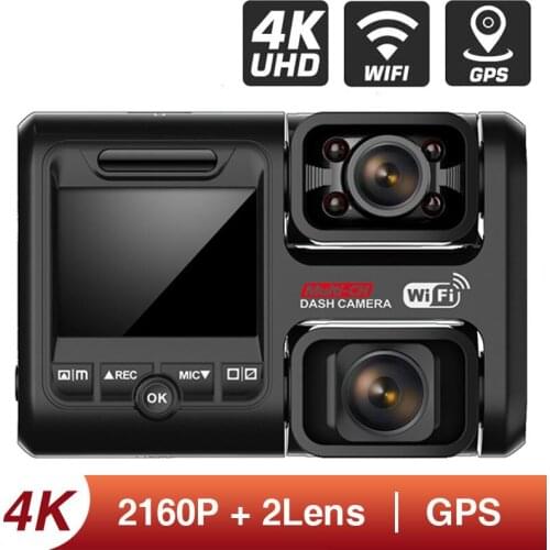 4K 2160P Logger Dual Lens Car DVR Dashboard Camera Full HD Built-in GPS Wifi Video Recorder ADAS Auto Night Vision 24H Parking