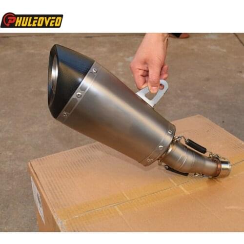 Z250 Z250SL Motorcycle Exhaust Muffler Link Pipe Stainless Steel Muffler Exhaust Escape with Carbon Fiber End Tip forZ250 Z250SL