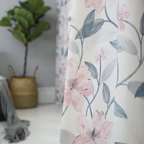 Modern Curtains for Living Room Bedroom American Country Linen Fabric Printing Curtains Soft Flowers Curtains Can Be Customized