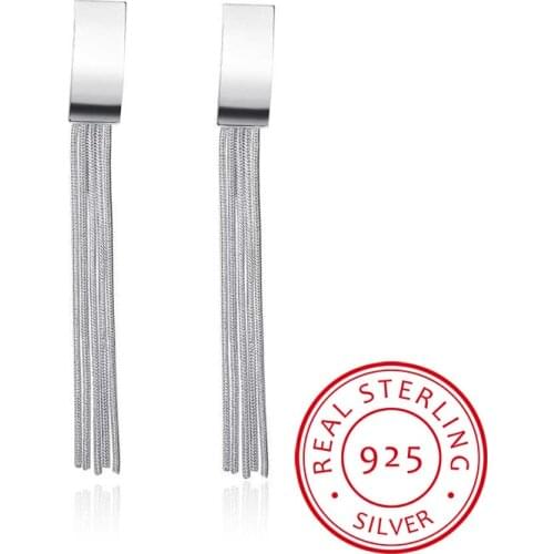 Fashion Pure 925 Silver Drop Earrings Long Tassel Sterling Silver Earrings For Women Jewelry Pendientes Brincos Drop Shipping