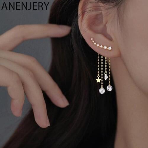 925 Sterling Silver Star Tassel Drop Earrings for Women Cubic Zircon Splittable Dangle Earrings Party Jewelry New