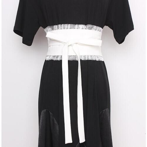 Womens runway fashion lace patchwork fabric Cummerbunds female Dress Corsets Waistband Belts decoration wide belt R2333