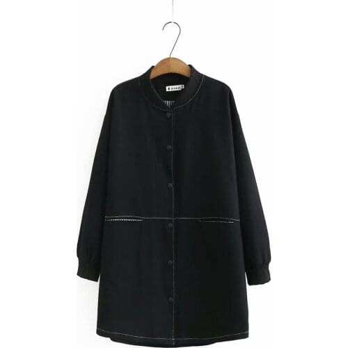 Plus size womens trench coat 2021 fashion autumn stand collar Mid-length Womens windbreaker black khaki Womens outerwear