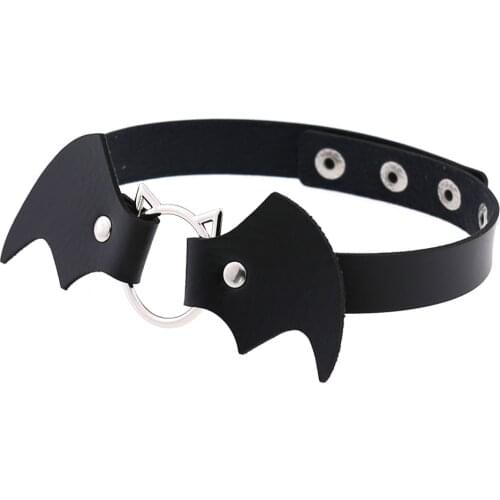 Woman Black Punk Choker Collar Necklace Pu Leather Goth Choker Necklace Party Club Gothic Personality Gothic Bat Wing Collar