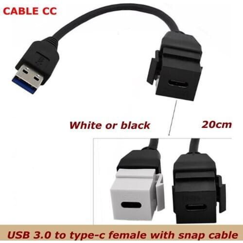 0.2m USB 3.0 and USB 2.0A male C type female panel mounting plug adapter, used for wall socket panel 0.2m for mobile computer