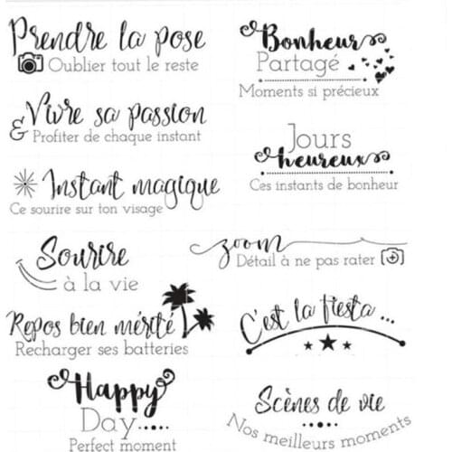 1PC French Letter Transparent Silicone Stamp Seal Hand Account Craft DIY Scrapbooking Journal Cards Decoration