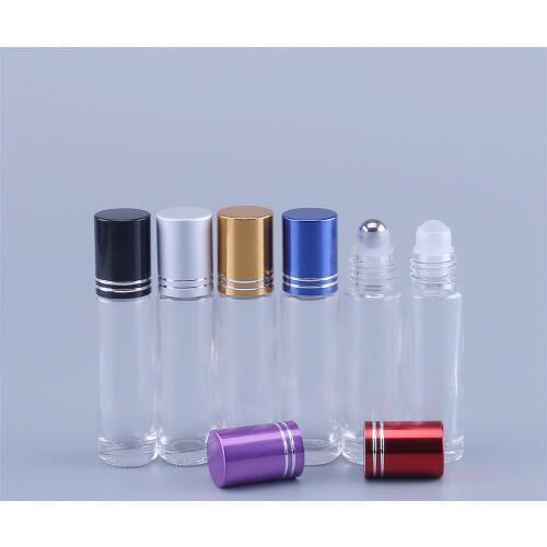 10ml transparent glass roll on perfume bottle, 10cc clear essential oil rollon bottle, small glass roller container 100pcs
