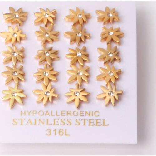 10 Pairs Inoxidable Mujer Cute Baby Small Earrings Gold Silver Color Stud Earrings Fashion Push Back Jewelry Factory Sale Party