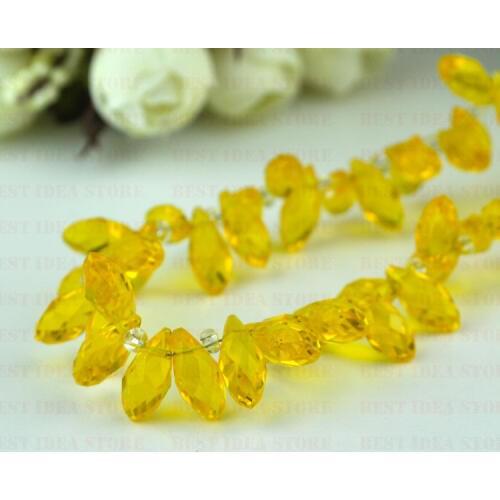 100pcs 6x12mm Orange Yellow Color Briolette Pendants Waterdrop Crystal Glass Jewelry Loose Teardrop Beads DIY