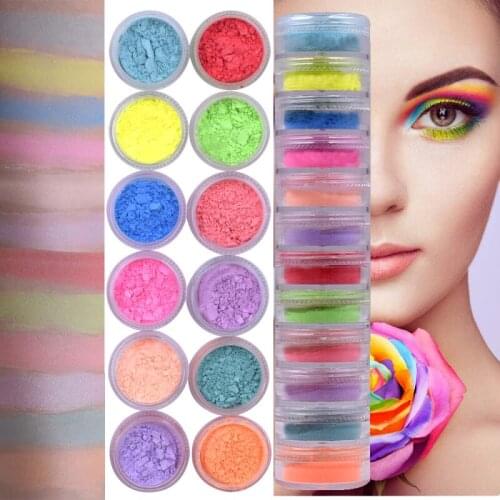 12 Layers 12 Colors Matte Eyeshadow Color Stage Makeup Sequins Nail Supplies Manicure Neon Pink Waterproof Lasting Make Up TSLM1