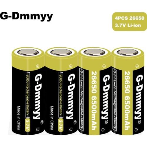 3.7V 26650 lithium battery 6500mAh 3.7v rechargeable lithium ion battery for flashlight Torch power Bank