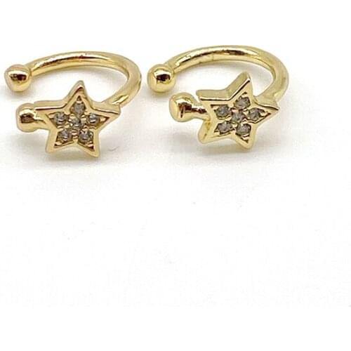 5pairs/lot Trendy CZ Star Clip on Earring Cuff Earrings Anniversary Gift