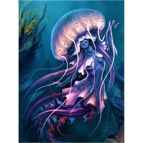 5d Diamond Painting Full Drill Square cartoon Diamond Embroidery Jellyfish girl Pictures With Rhinestones Home Decoration YG2533