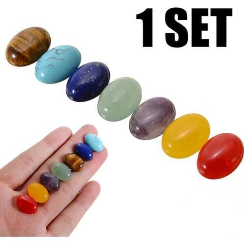 7pieces/pack Natural Chakra Stone Rock Mineral Crystal Healing Quartz for Necklace Decor 18*13*5mm