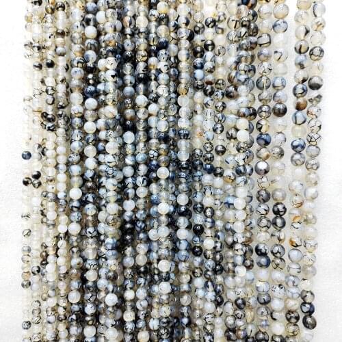 Natural black dragon pattern stone loose beads black dragon pattern beads 4-12mm necklace DIY bracelet accessories 39cm