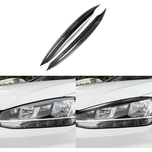 Real Carbon Fiber Eyebrow Eyelid Headlight Cover for Volkswagen VW Golf 7 Mk7 2013-2018 Car Stickers Accessories