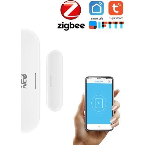 NEO ZigBee Door Sensor Tuya APP Control Door Window Opening Security Alarm Sensor Magnetic Switch Wireless Detector Smart Home