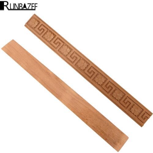 RUNBAZEF Wood Carved Square Corner Flower Onlay Applique Unpainted Door Style Home Decor Decoration Accessories Miniature Craft