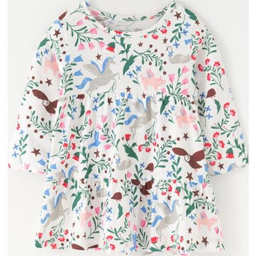 2 3 4 5 6 7 Years Girls Dress Cotton Printed Long Sleeves Kids Dresses For Girls Toddler Baby Clothes Autumn New Arrival 2019