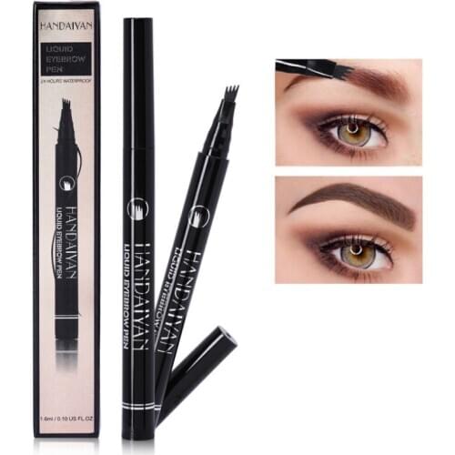 Hot Sale Professional liquid eyebrow pen 4 fork heads waterproof long-lasting liquid four eyebrow pencil