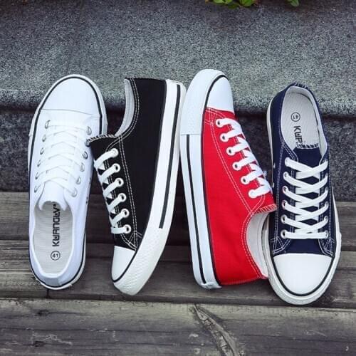 Women Fashionable Youth Mens Shoes Casual Unisex White Sneakers Breathable Walking Canvas Shoes Men Women Red Lace Up Flats