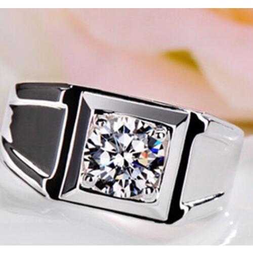 1Carat Genuine White Gold Classic Mens Ring Perfect G-H Color Moissanite Mans Anniversary Ring Match All Style Engagement Ring