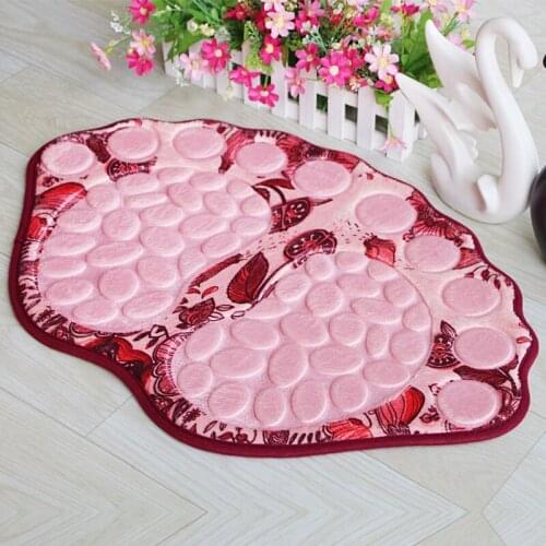 Feet Shaped Mat Flannel Carpet Bathroom Non-Slip Mat 3D Pebble Foot Massage Pads Absorbent Doormat Toilet Rugs Bath Floor