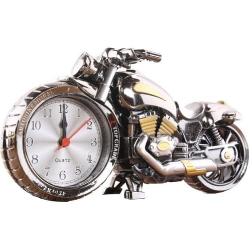 Creative Home Decorations Motorcycle Alarm Clock AutoBike Model Kids Toys Table Clock Desktop Living Room Simple Clock Ornament