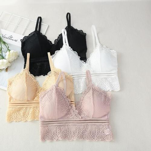Lace Bralette Women Tube Top Crop Top Lingerie V Neck Seamless Underwear Cropped Female Sexy Bra Tank Crop Top