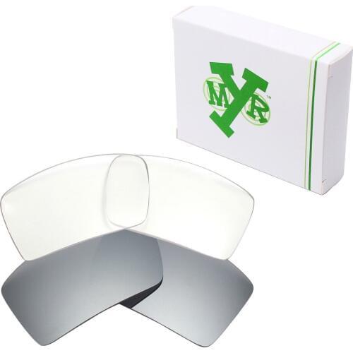 2 Pairs Mryok Replacement Lenses for Oakley Eyepatch 1&2 Sunglasses Silver Titanium & HD Clear