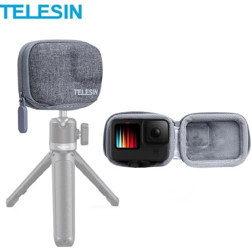 TELESIN Mini Storage Protection Bag Brushed Half Open Monopod Quick Release Carrying Case for GoPro Hero 9 Black Bag