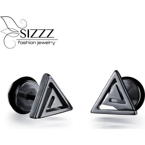 Mans Triangle Stud Earrings Casual 316L Stainless Steel Mens Friendship Jewelry Gift For Sports