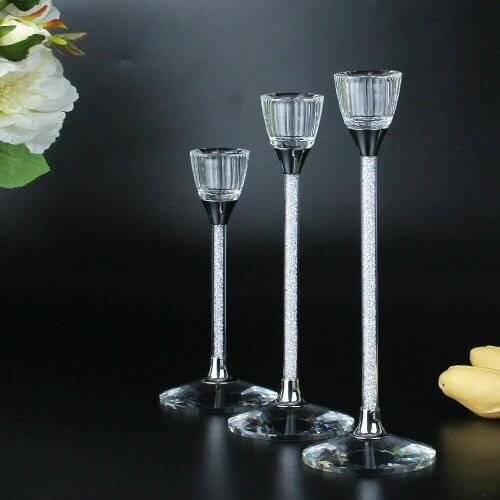 3 Size Set Crystal Candle Holders Wedding Centerpieces Restaurant Table Candle Holders Crystal Romantic Home Decoration
