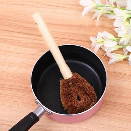 Natural Coconut Brown Fibre Brush Long Hand Pot Washing Cleaning Brush Non-Stick Oil Bowl Dish Brush Kitchen Cleaning Tool